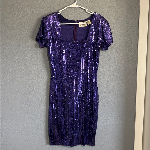 Purple Sequin Dress 80s - Picture 2 of 5